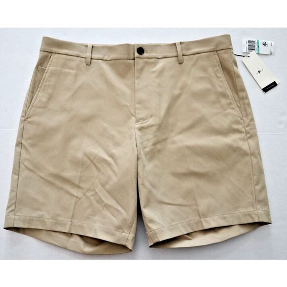 7 For All Mankind Men's Sz 34 Sand/Beige Slim Fit Flat Front Tech Shorts $158 - Picture 1 of 11
